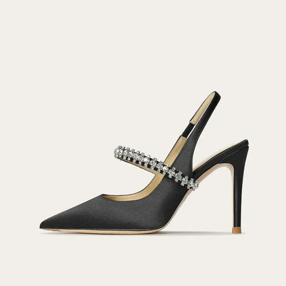 Women's Satin-Look Pointed Toe Slingback Heels