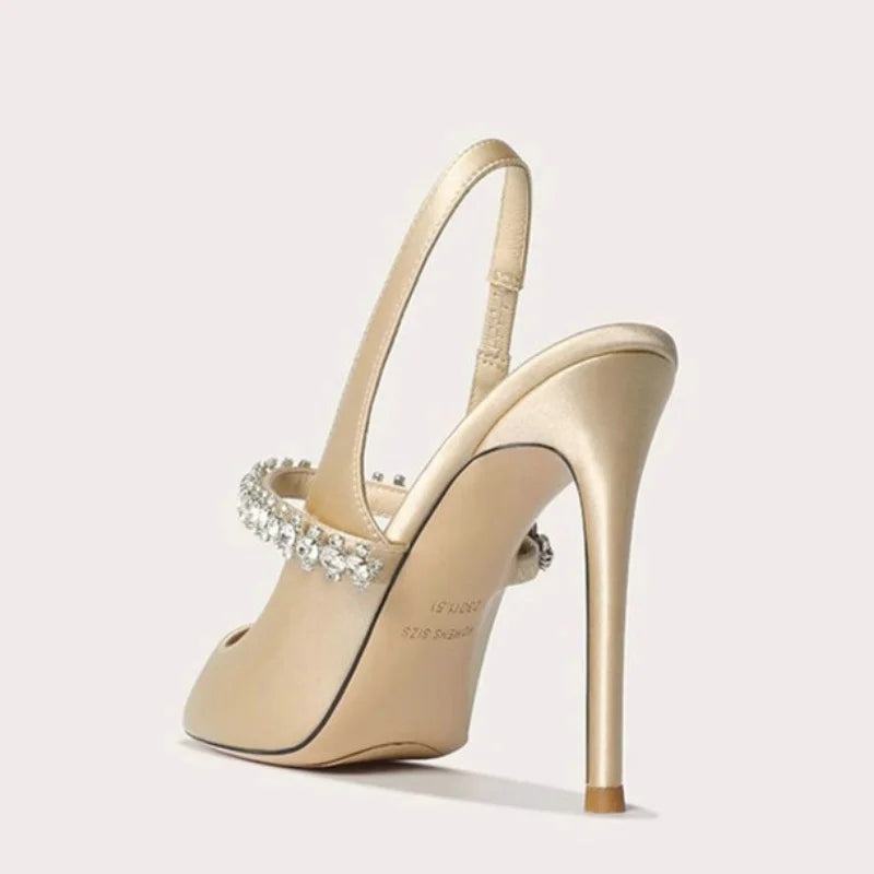 Women's Satin-Look Pointed Toe Slingback Heels