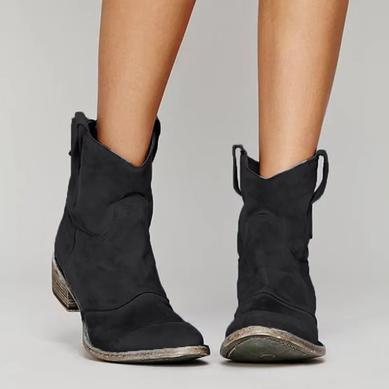 Women's Western Ankle Boots with Pointed Toe
