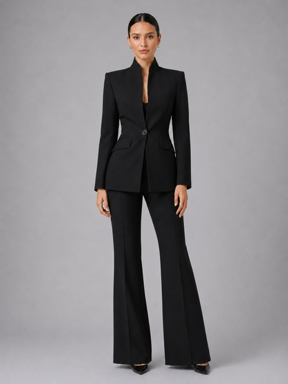 Women's Tailored Blazer and Wide-Leg Trouser Suit Set