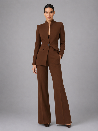 Women's Tailored Blazer and Wide-Leg Trouser Suit Set