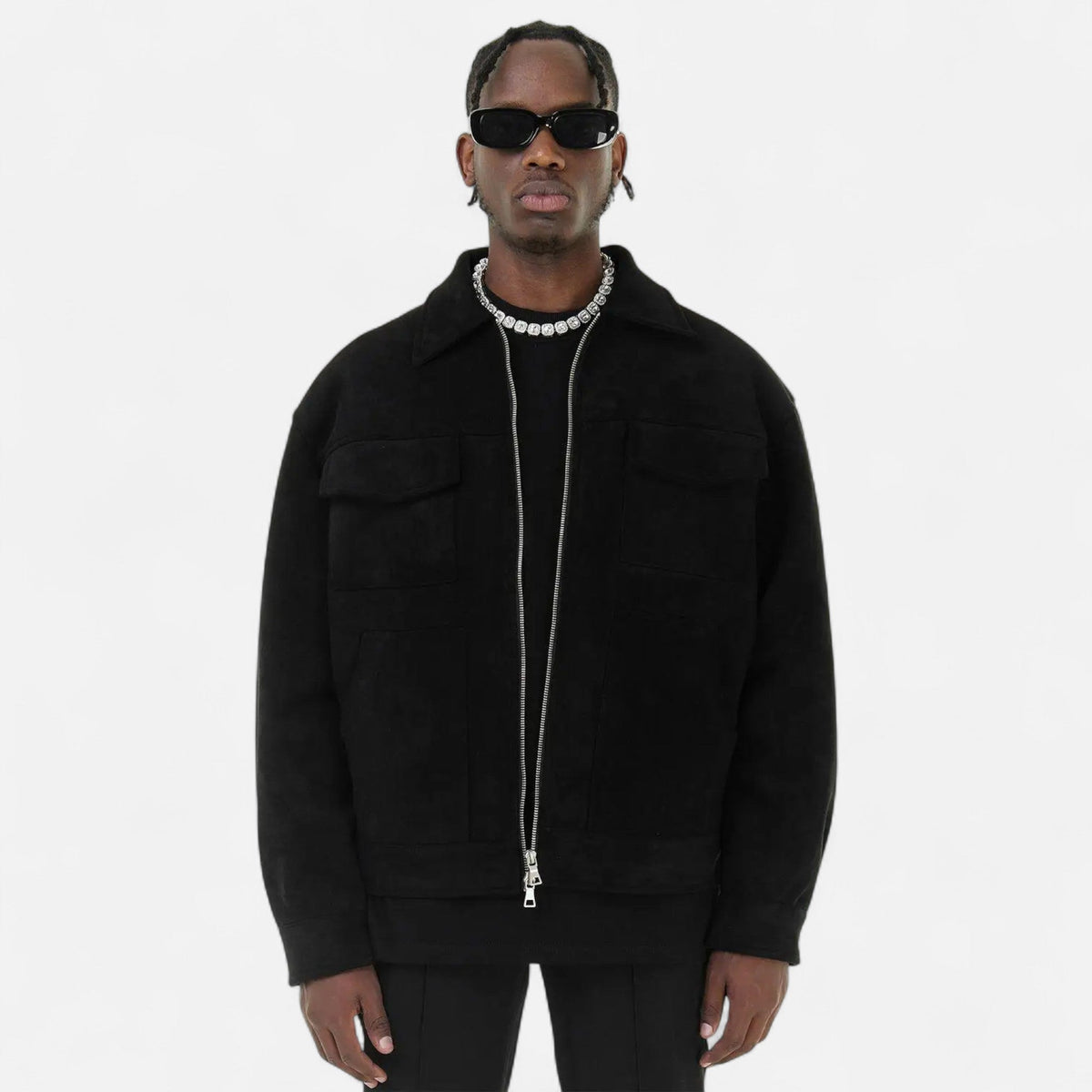 Men's Faux Suede Jacket with Relaxed Fit