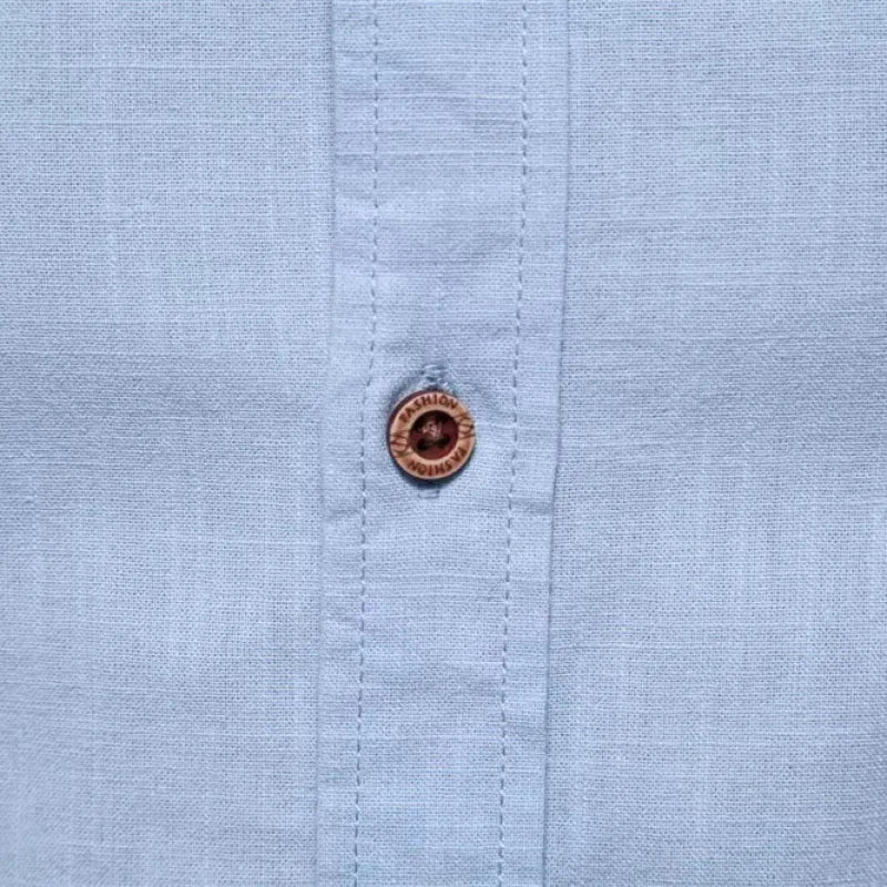 Men's Collarless Long-Sleeve Shirt