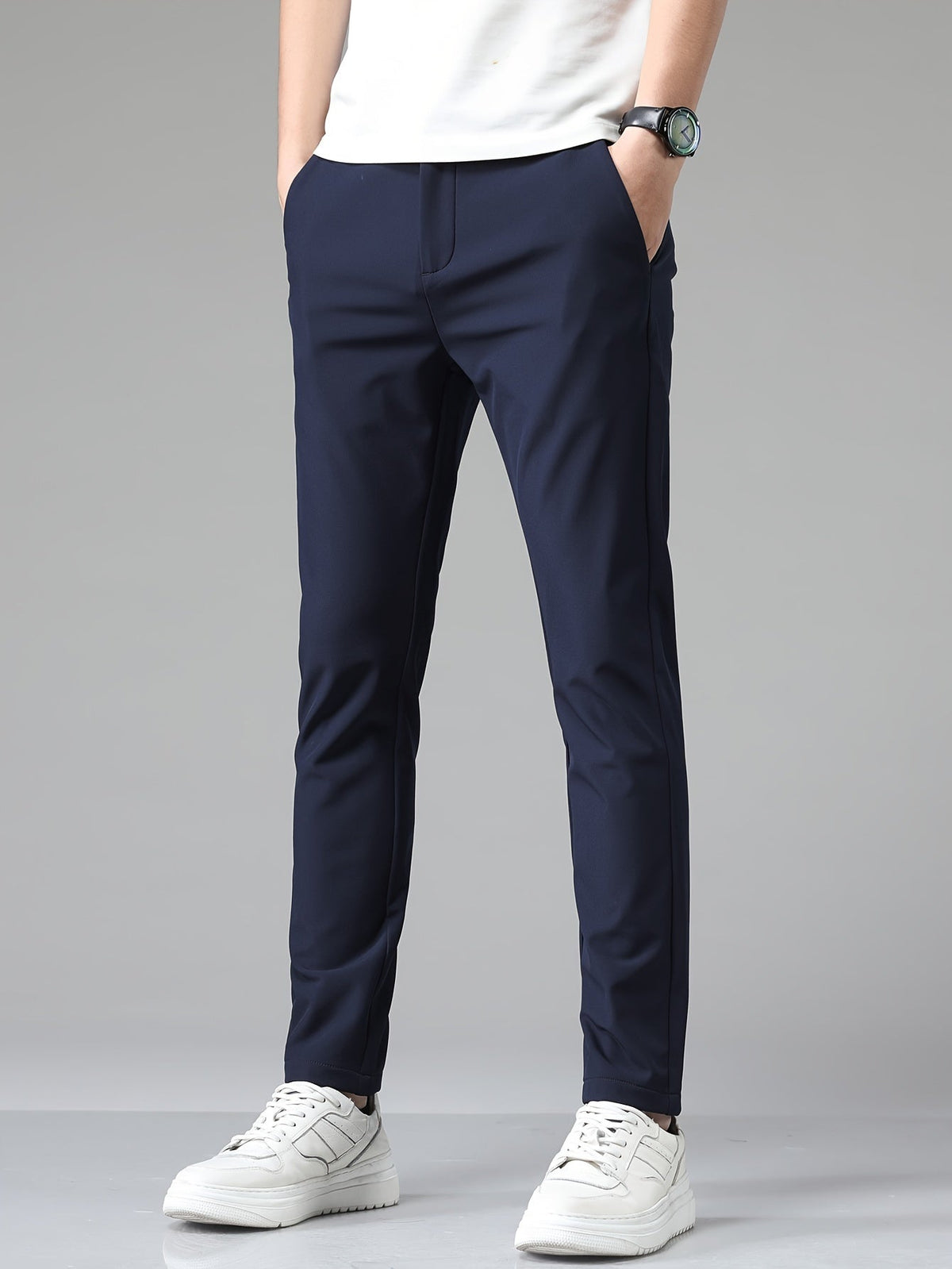 Men's Slim Fit Stretch Pants with Straight Leg