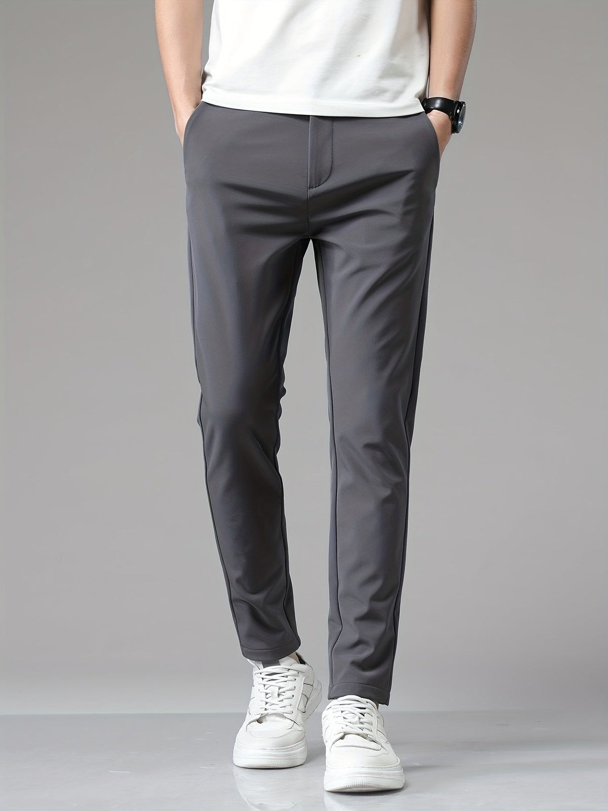 Men's Slim Fit Stretch Pants with Straight Leg