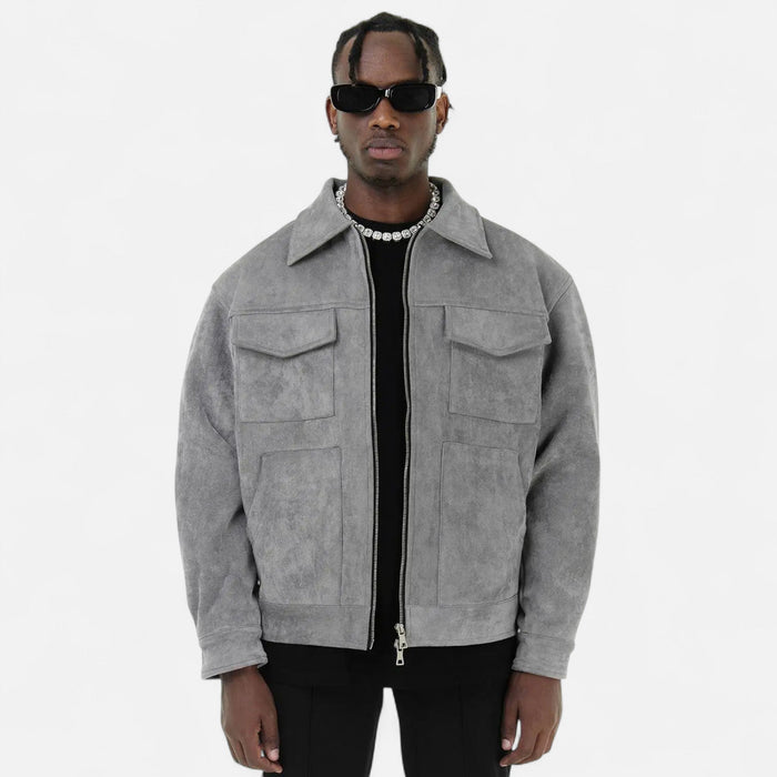 Men's Faux Suede Jacket with Relaxed Fit