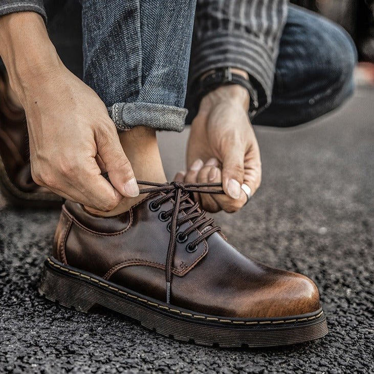 Men's Chunky Lace-Up Faux Leather Derby Shoes