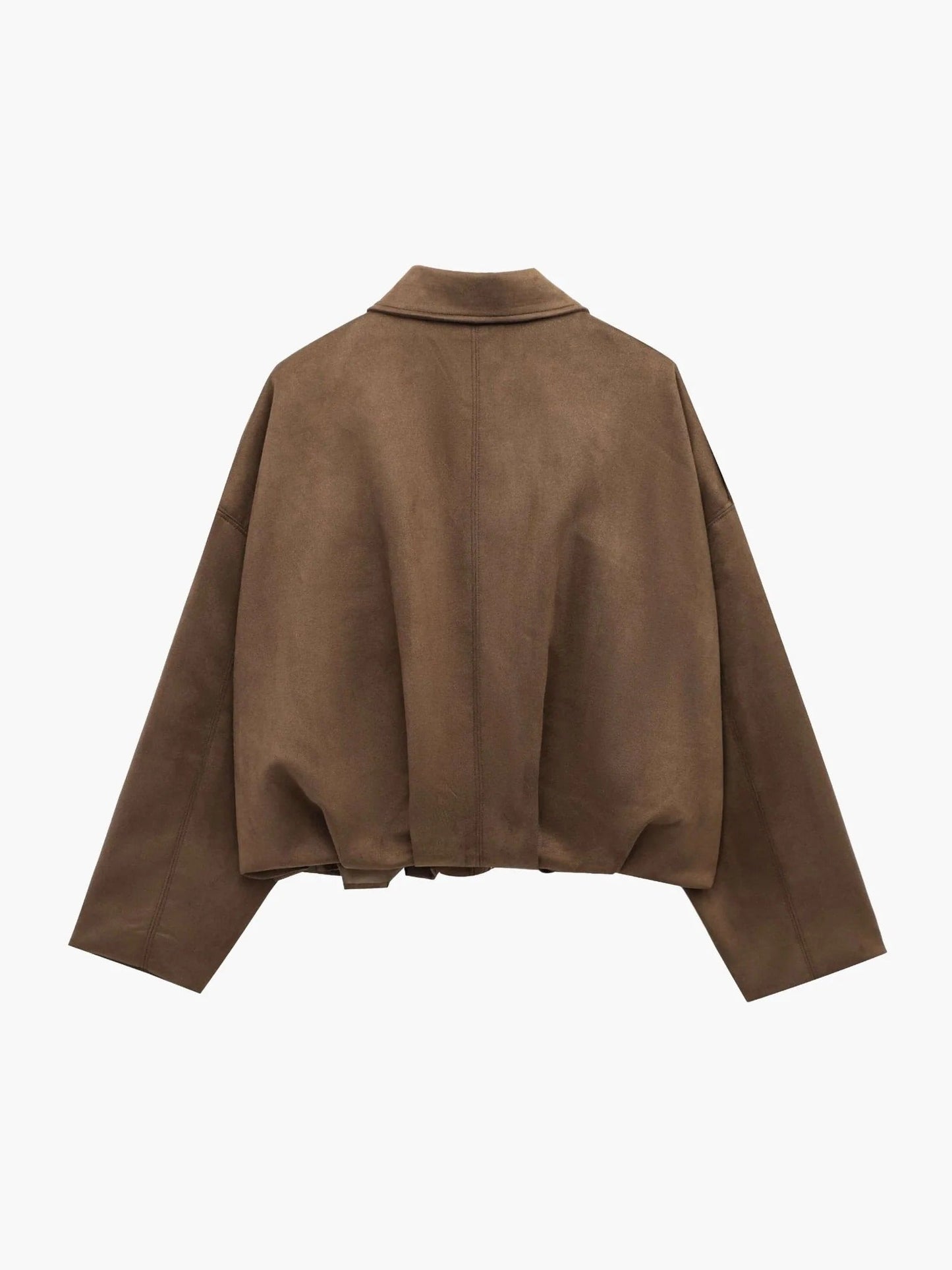 Women's Faux Suede Bomber Jacket with Collar