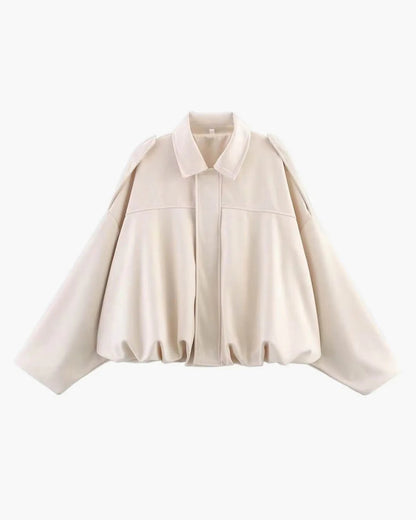 Women's Faux Suede Bomber Jacket with Collar