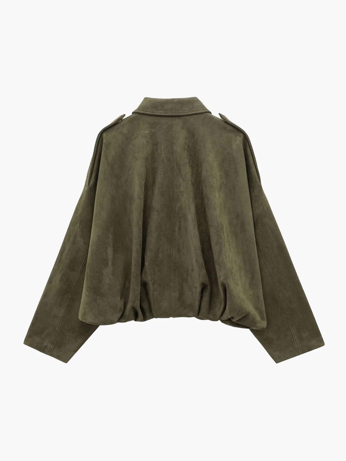 Women's Faux Suede Bomber Jacket with Collar