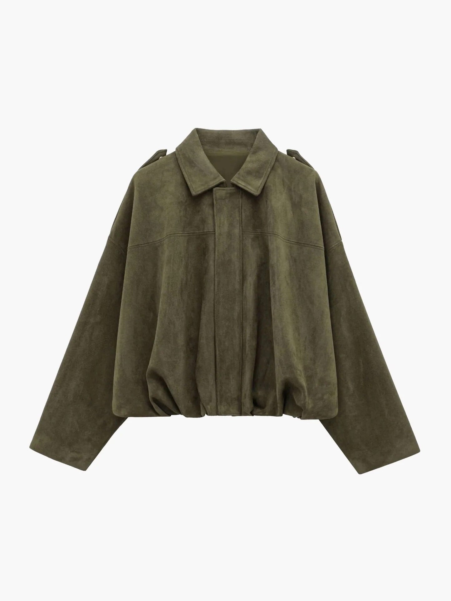 Women's Faux Suede Bomber Jacket with Collar