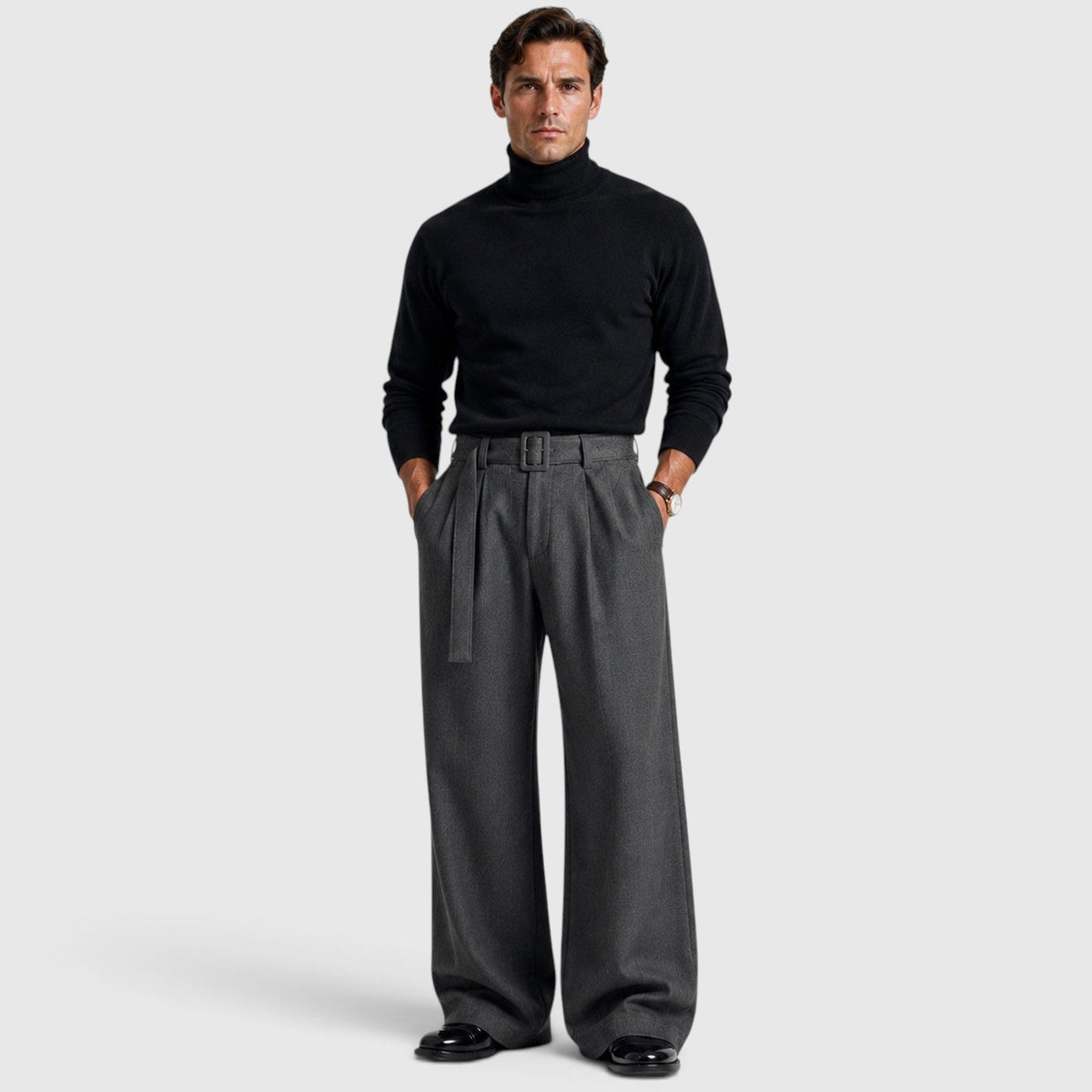 Men's Pleated Straight Leg Dress Pants